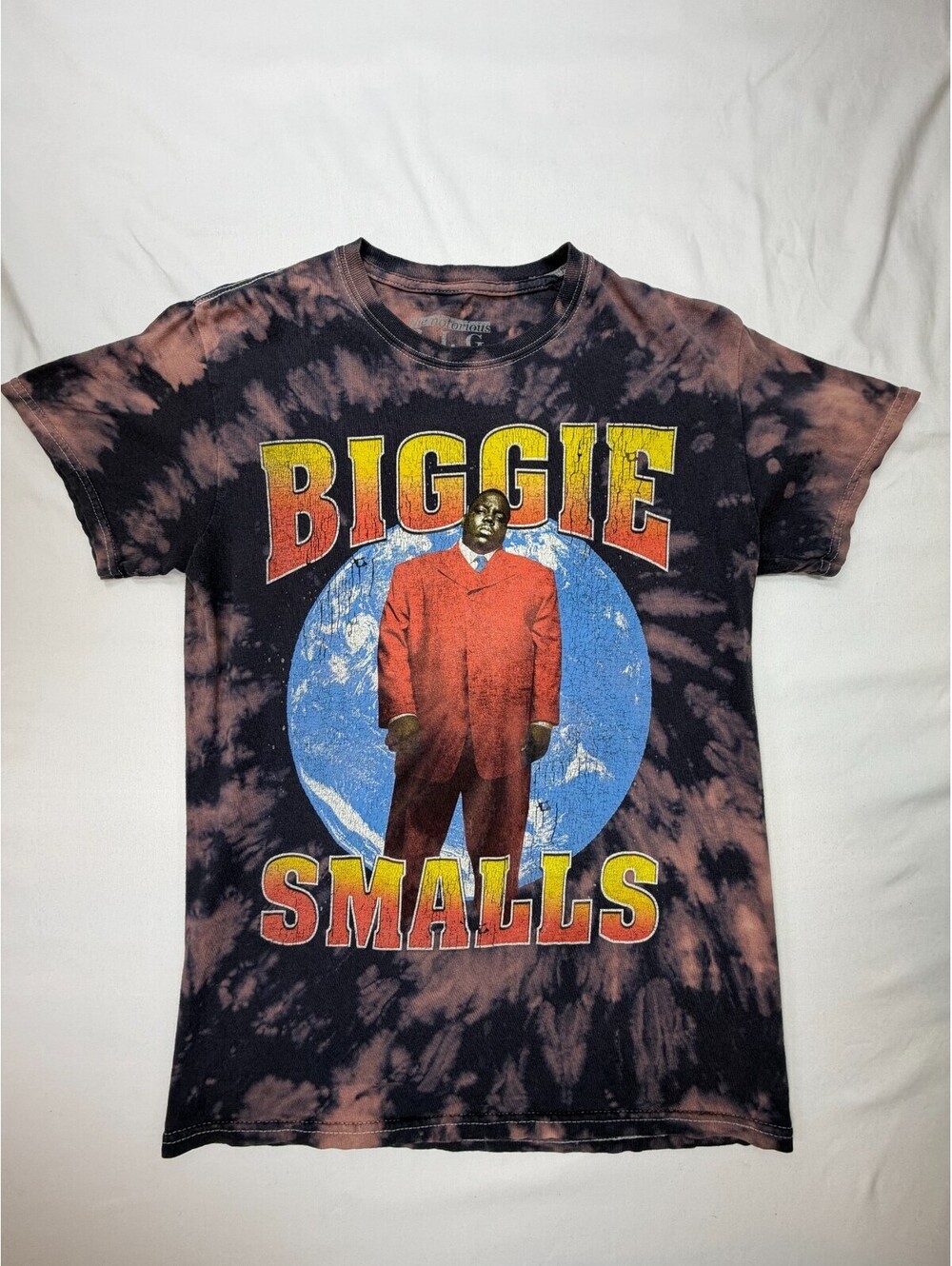 The Notorious B.I.G Men's T-Shirt Biggie Smalls Tie Dye Crew Neck Size SM Purple
